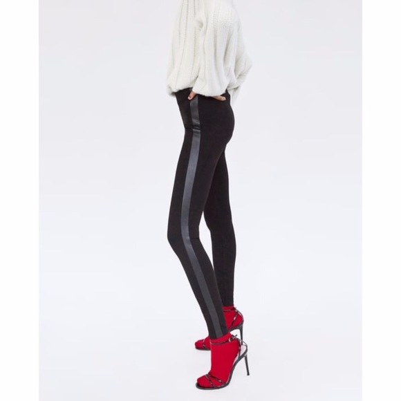 Zara Pants - Zara Leather Stripe Leggings